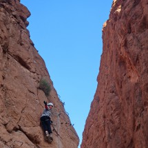 Marion climbs in the Todra Gorge - very close to our marvelous overnight staying place